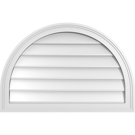 Ekena Millwork Round Top Surface Mount PVC Gable Vent w/ 2"W x 1-1/2"P Brickmould Frame, 30"W x 20"H GVPRT30X2002SN